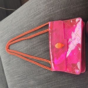 Kurt Geiger Medium Kensington Transparent Pink w/ Orange Chain Crossbody Bag